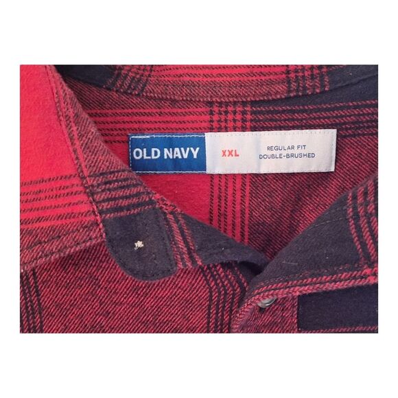 Old Navy Double-Brushed Flannel Shirt 100% Cotton Red Buffalo Check Men's XXL 2X - Picture 5 of 12